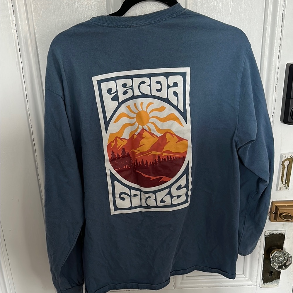 FERDA GIRLS Blue Long Sleeve Graphic Tee with Crew Neck - Picture 4 of 4